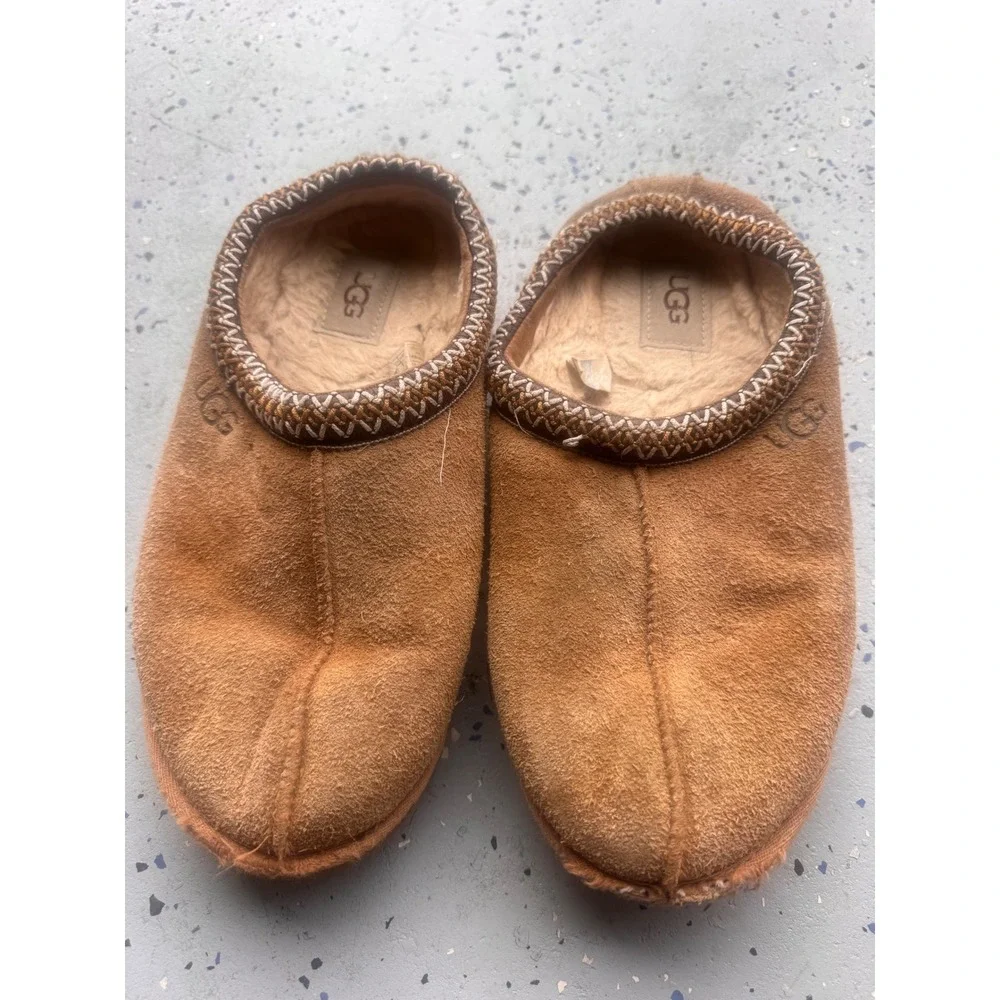 UGG Australia Men's Size 8 Brown Suede Shearling Slippers Style 5950